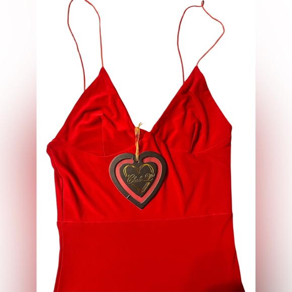 Club L London Red Midi Dress - Sexy V-Neck - Size 6" - Picture 2 of 6